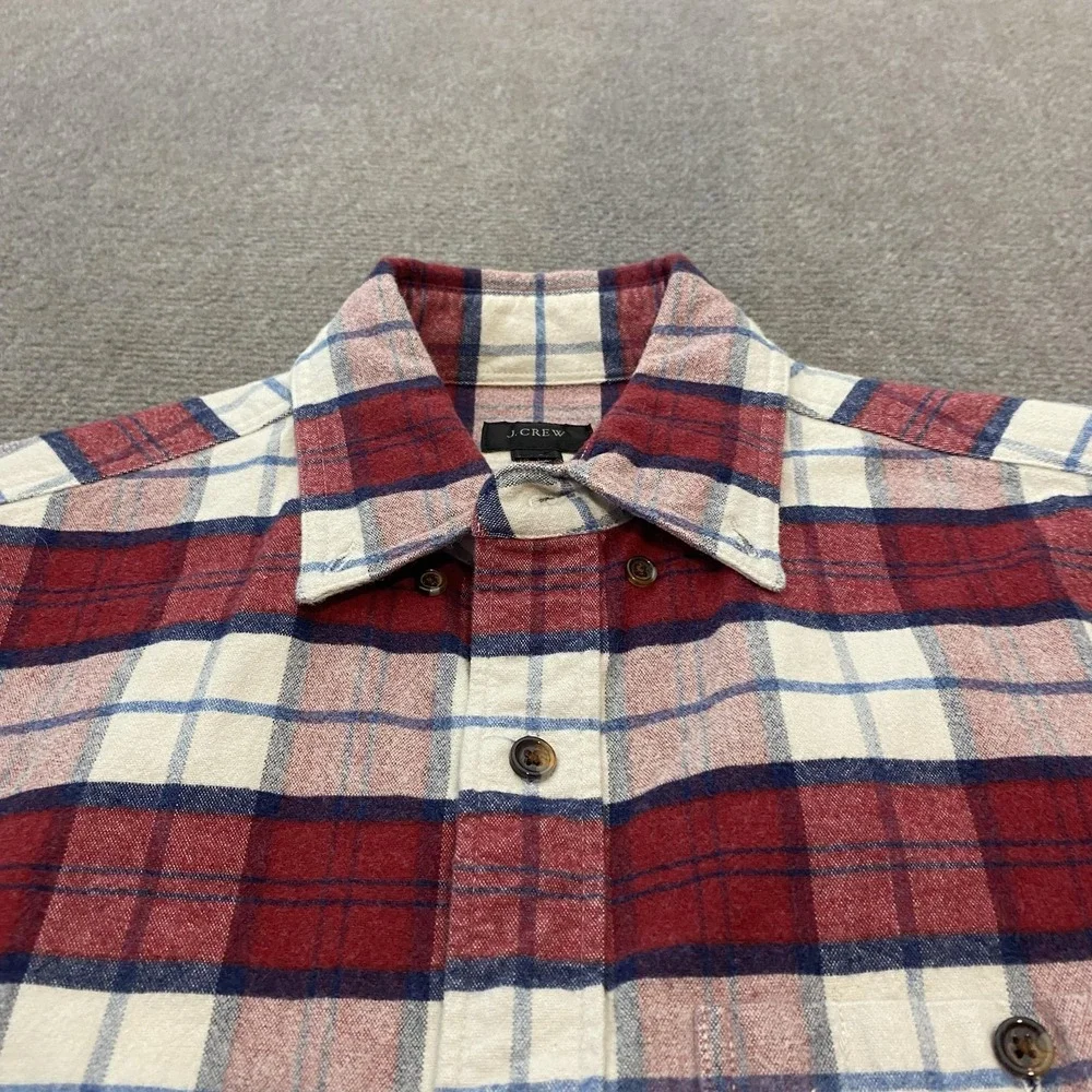 J Crew Shirt Mens Extra Small Red Plaid Flannel‎ Leather Elbow Patches Casual